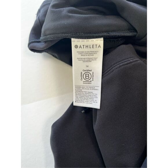 Athleta Eastbound Straight Pull On Pant Stretch Zip Pockets Black Size 14 988039 - Picture 6 of 10